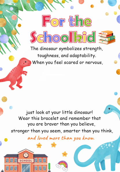 2 Pcs Dinosaur Bracelet Set Back to School Gift with Gift Card Adjustable Bracelet Gift for Schoolkid