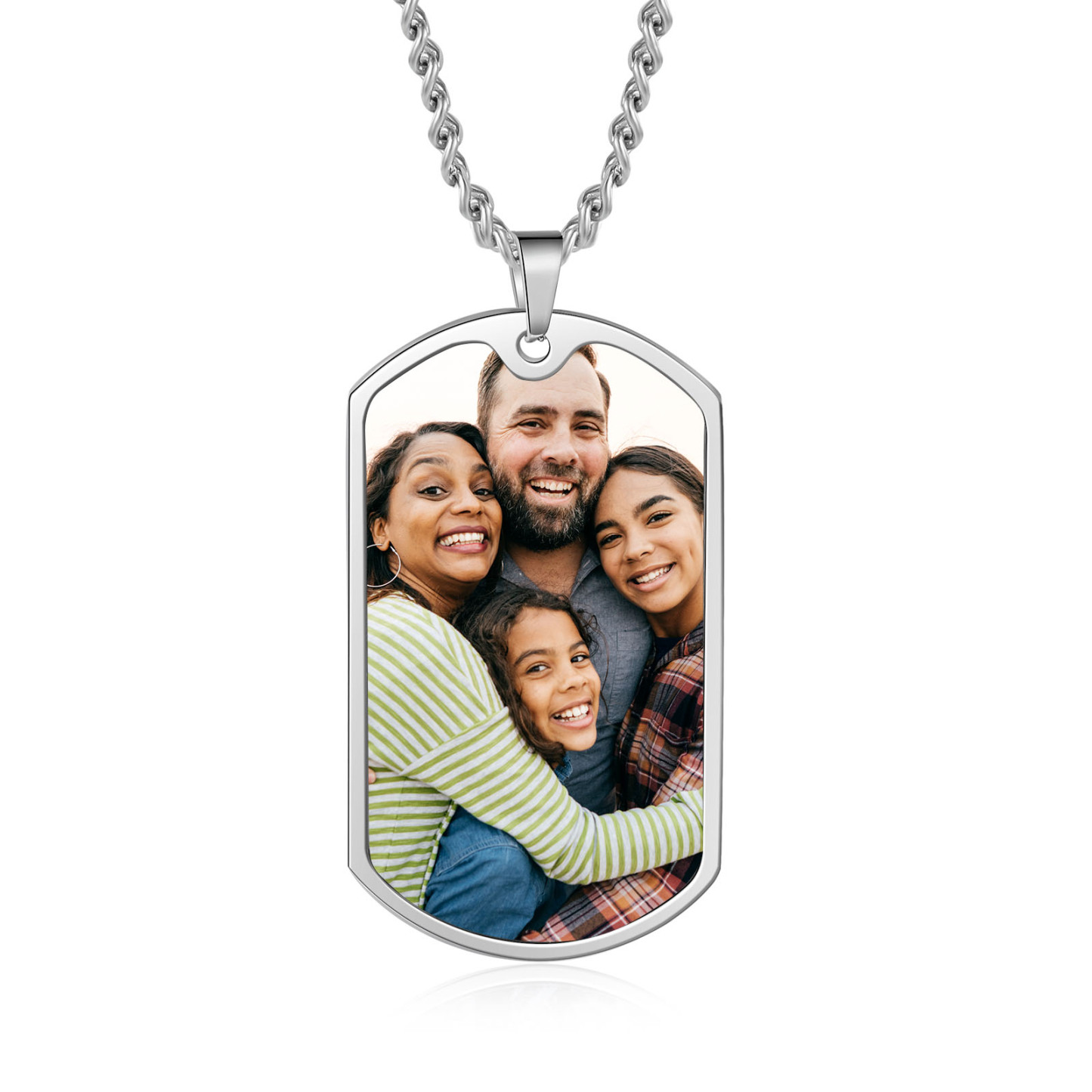 O'Fishally The Best Dad Necklace Custom Photo Dog Tag Necklace with 4 Fishing Hooks