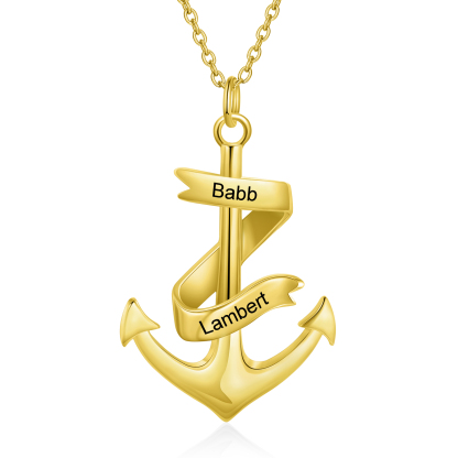 Men's Anchor Pendant Necklace Personalized with 2 Names Custom Gift for Him Father