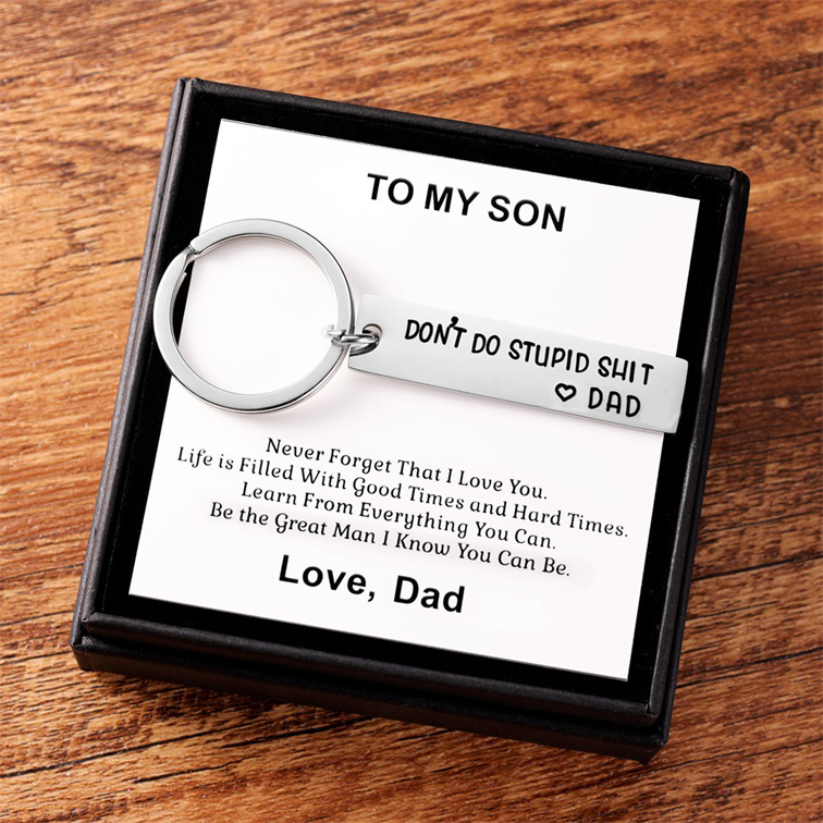 Don't Do Stupid Funny Keychain Surprise Gift Box Set for Son and Daughter
