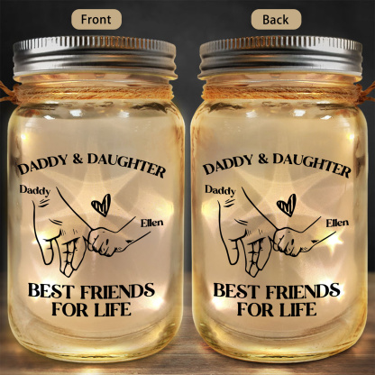 Personalised LED Mason Jar Night Light Keepsake customisable Fathers Day Birthday Christmas gift for Dad from Daughter or Son |Lorajewel