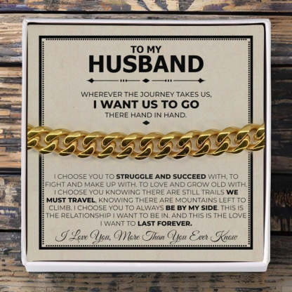 To My Husband Cuban Chain Bracelet Set Stainless Steel Bracelet - I Love You, More Than You Ever Know