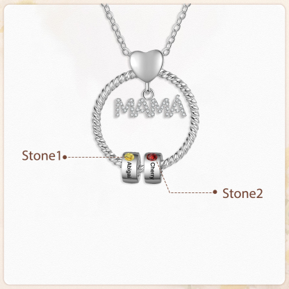 Collar con colgante de "MAMÁ" con 2 nombres Y 2 piedras de nacimiento personalizados | Jessemade