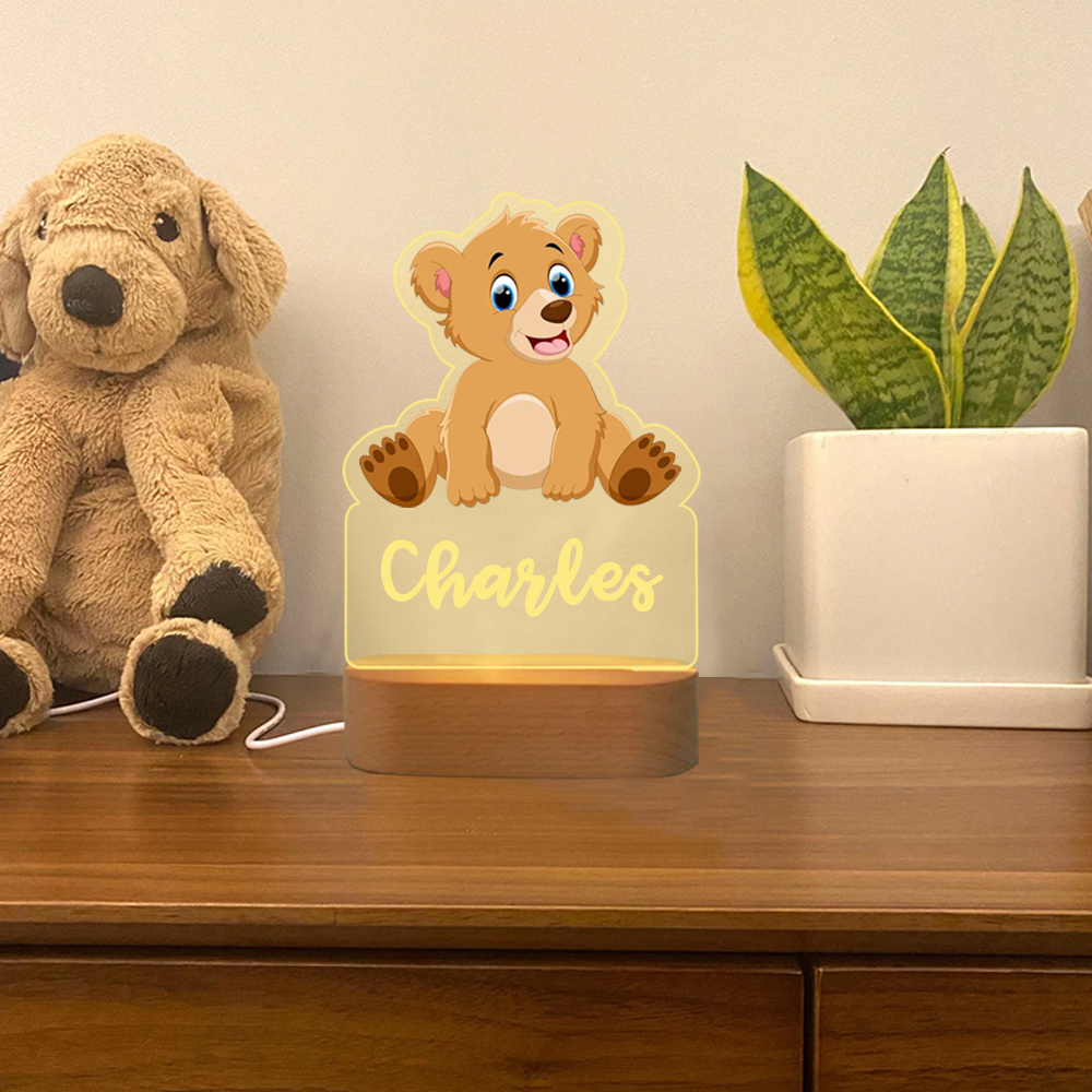 Personalized Bear Night Light Custom Name  LED Lamp