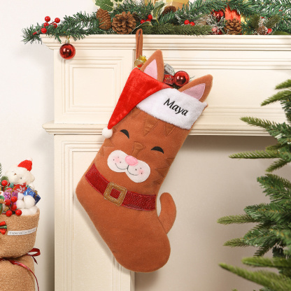 Personalized Christmas Stockings Custom Name Cute Dog Cat Design Holiday Mantel Gift for Kids Family Pet Lovers | Lorajewel