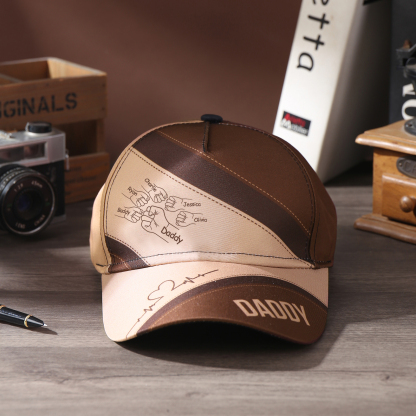 6 Names & 1 Text Personalized Daddy Baseball Cap – Custom Gift for Dad – Unique Father’s Day Dad Hat from Kids | Lorajewel