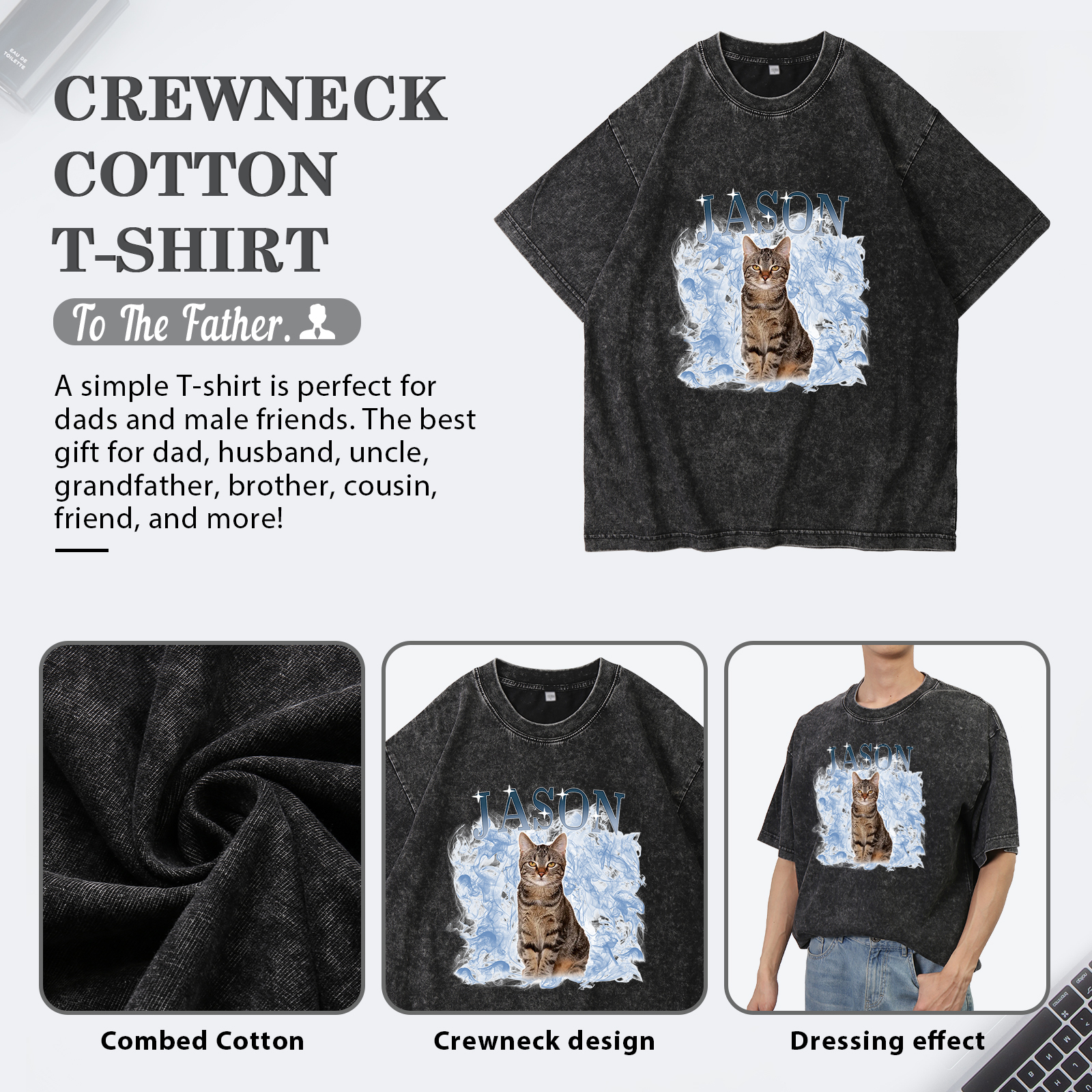 [Copy]Best Dad Ever - Personalized 2–7 Names Family T-Shirt Custom Fist Bump Short Sleeve Father's Day Gifts