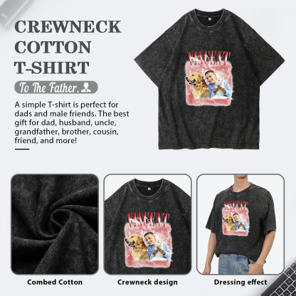 [Copy]Personalized 1 Name & 1 Photo T-Shirt Custom Pet Short Sleeve Gifts for Him