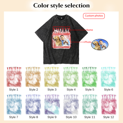 [Copy]Personalized 1 Name & 1 Photo T-Shirt Custom Pet Short Sleeve Gifts for Him
