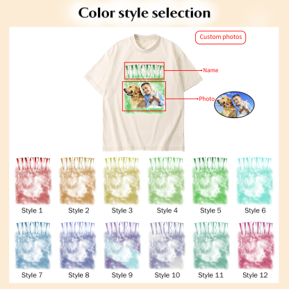 [Copy]Personalized 1 Name & 1 Photo T-Shirt Custom Pet Short Sleeve Gifts for Him