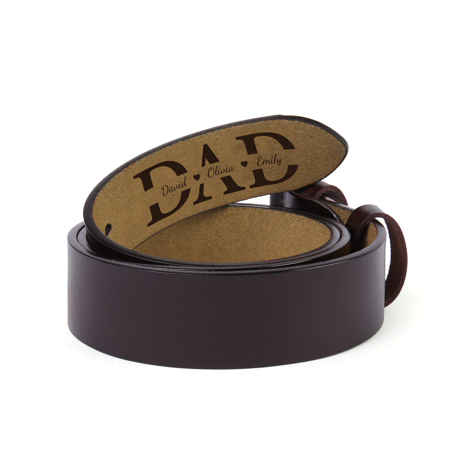 [Copy]Personalised Genuine Leather Belt Engraved Names Men's Belt for Him
