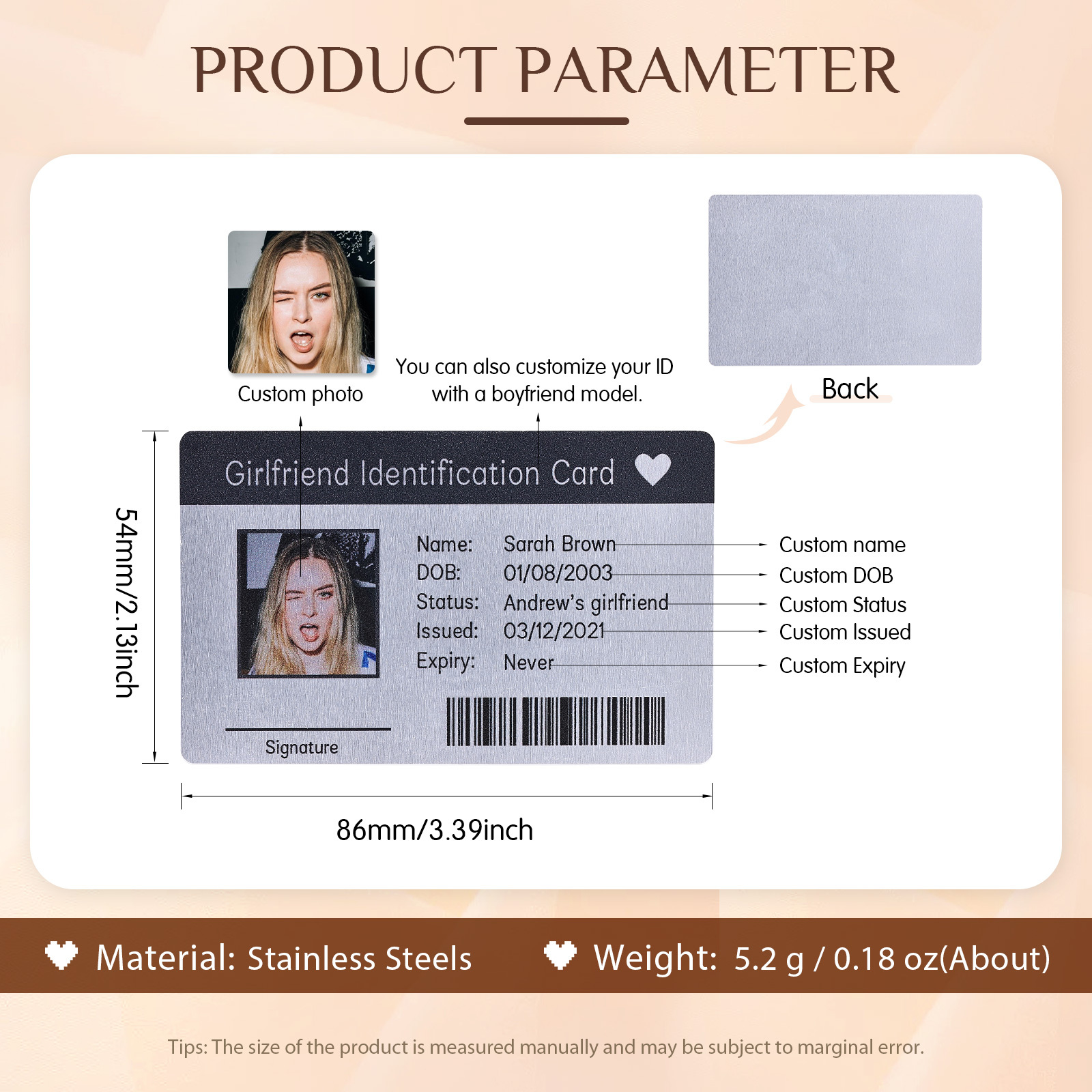 Girlfriend ID Card Custom Metal Wallet Card Personalized Gifts Boyfriend Gift Anniversary Gift For Boyfriend Christmas Gifts For Him