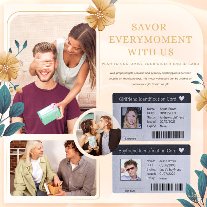 Girlfriend ID Card Custom Metal Wallet Card Personalized Gifts Boyfriend Gift Anniversary Gift For Boyfriend Christmas Gifts For Him