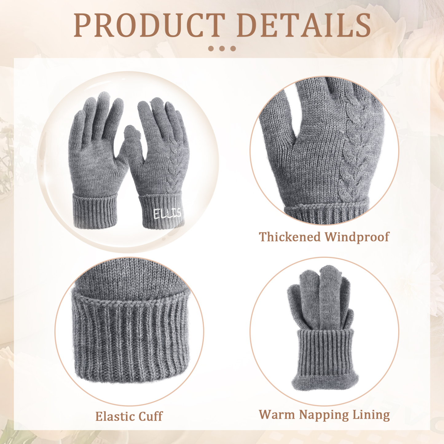 Personalized Winter Knit Gloves Thoughtful Custom Gift in Pink or Gray for Her or Him