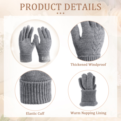 Personalized Winter Knit Gloves Thoughtful Custom Gift in Pink or Gray for Her or Him