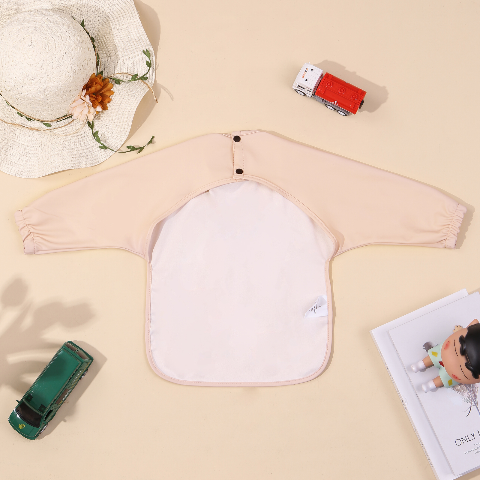 Personalized Baby Bibs Waterproof PU Feeding Bibs with Long Sleeves Large Pocket Gift for Her