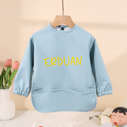 Personalized Baby Bibs Waterproof PU Feeding Bibs with Long Sleeves Large Pocket Gift for Her