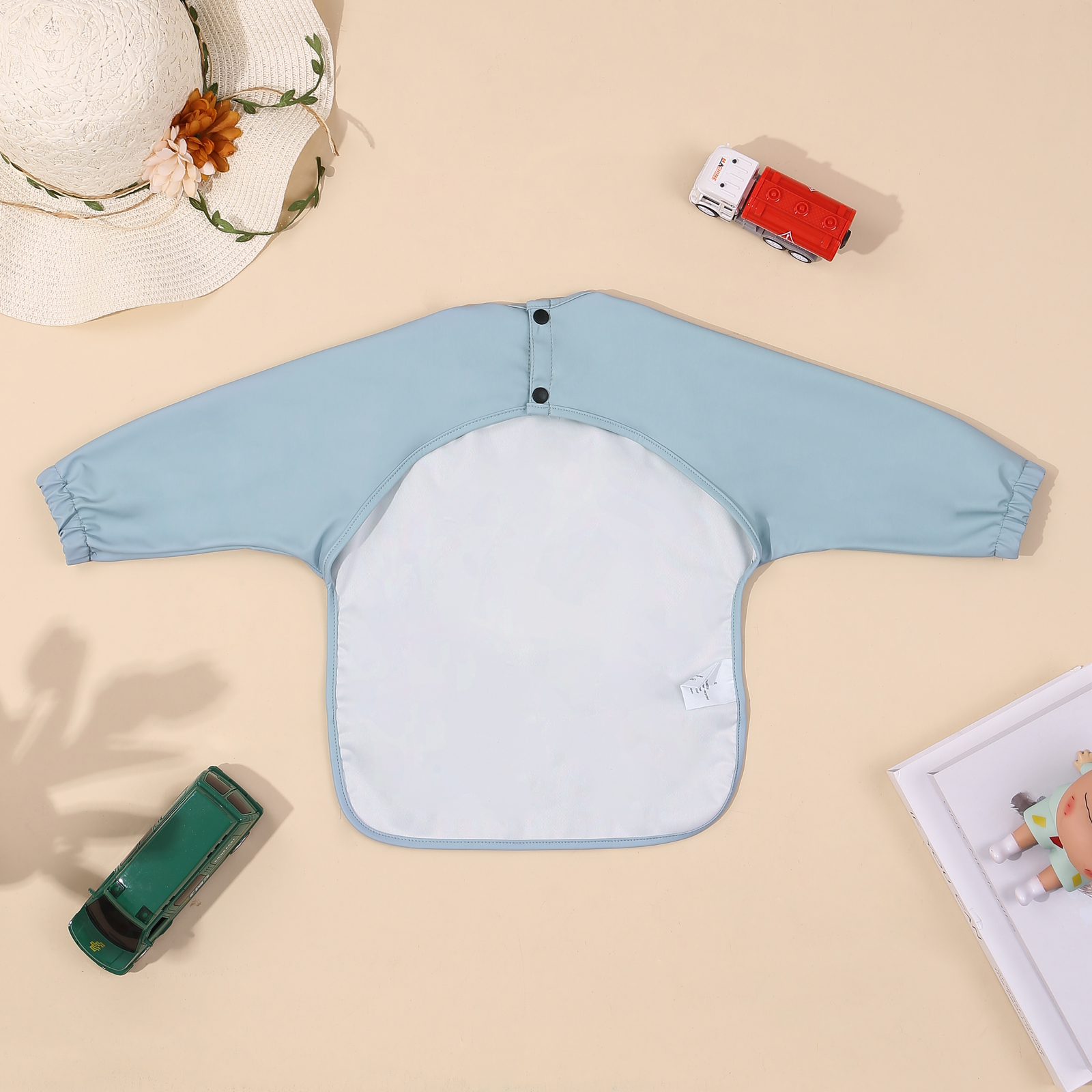 Personalized Baby Bibs Waterproof PU Feeding Bibs with Long Sleeves Large Pocket Gift for Her