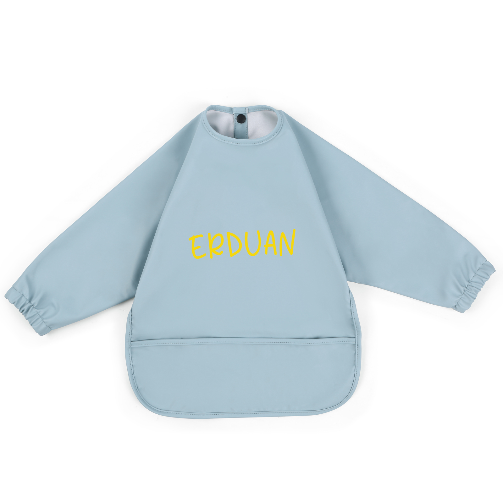 Personalized Baby Bibs Waterproof PU Feeding Bibs with Long Sleeves Large Pocket Gift for Her