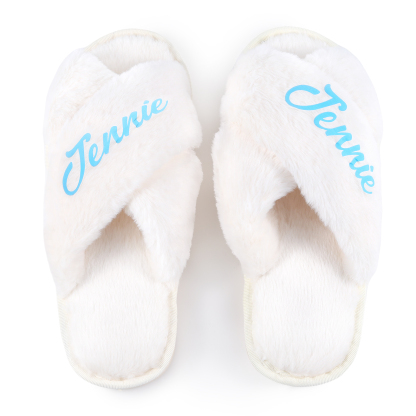 Personalized Soft House Slippers Custom Name Fluffy Slippers Gift for 