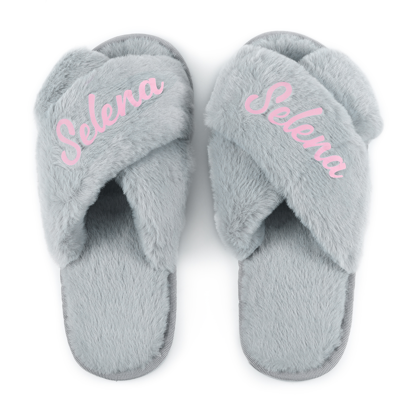 Personalized Soft House Slippers Custom Name Fluffy Slippers Gift for Her