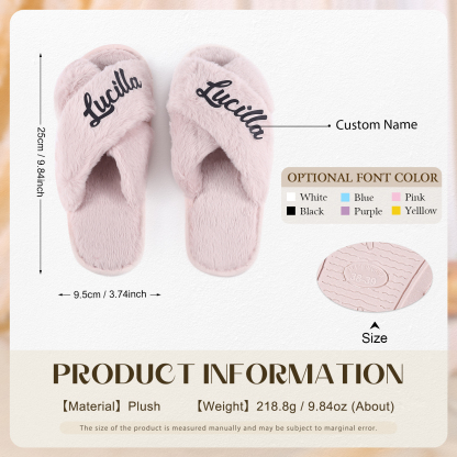 Personalized Soft House Slippers Custom Name Fluffy Slippers Gift for Her