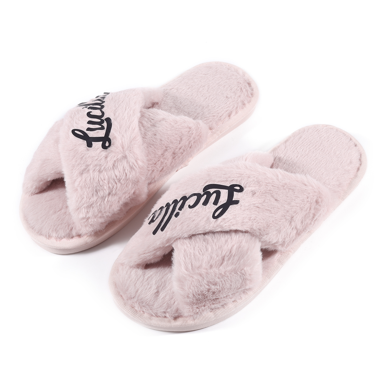 Personalized Soft House Slippers Custom Name Fluffy Slippers Gift for Her