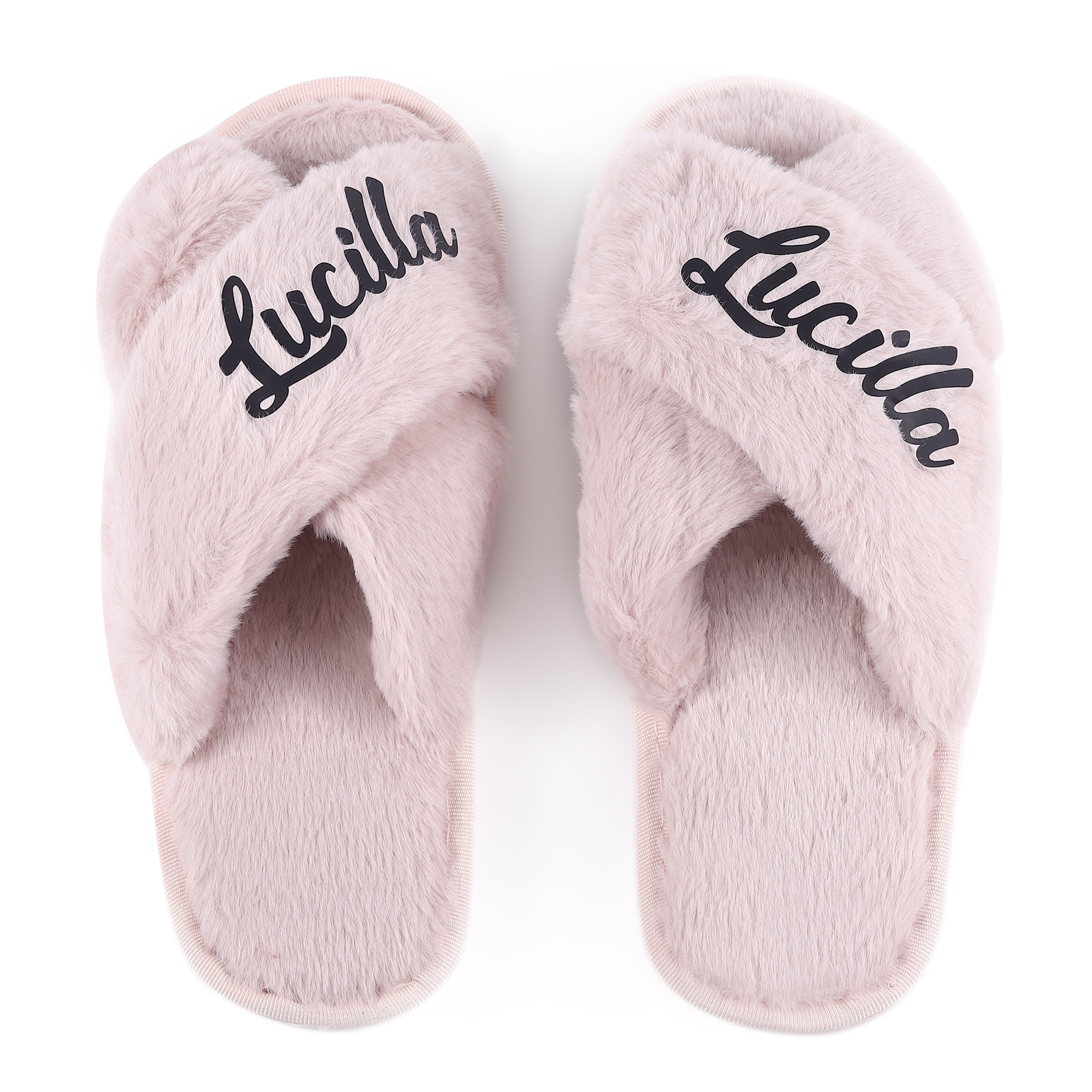 Personalized Soft House Slippers Custom Name Fluffy Slippers Gift for Her