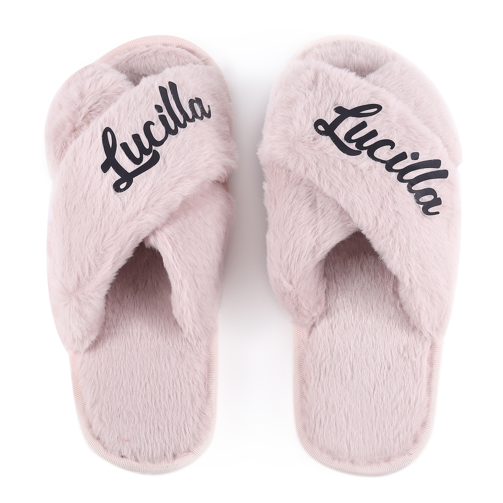 Personalized Soft House Slippers Custom Name Fluffy Slippers Gift for Her