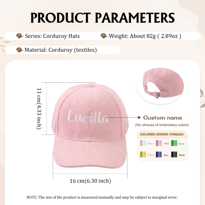 Personlized Ball Caps Autumn And Winter Embroidery Name Academic Men Women Baseball Hats Cotton Corduroy Fashion Warm Versatile Retro Street