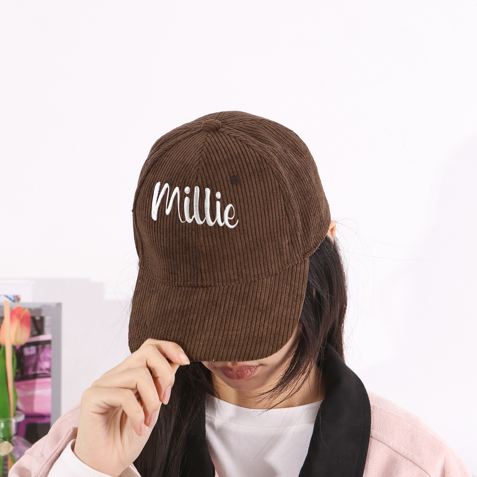 Personlized Ball Caps Autumn And Winter Embroidery Name Academic Men Women Baseball Hats Cotton Corduroy Fashion Warm Versatile Retro Street