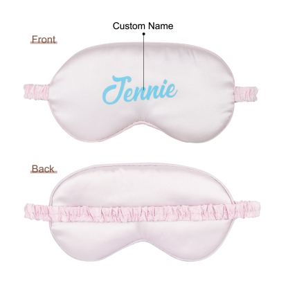 Personalized Light Pink Silk Sleep Mask Elegant Custom Name Eye Mask Six Color Gift for Her