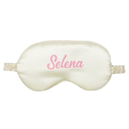 Personalized Light Pink Silk Sleep Mask Elegant Custom Name Eye Mask Six Color Gift for Her