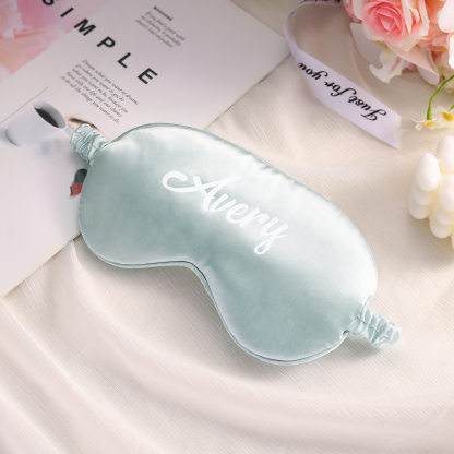 Personalized Light Pink Silk Sleep Mask Elegant Custom Name Eye Mask Six Color Gift for Her