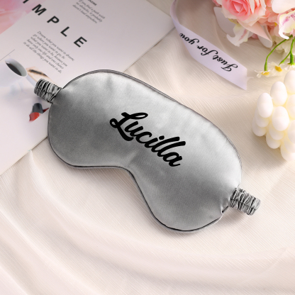 Personalized Light Pink Silk Sleep Mask Elegant Custom Name Eye Mask Six Color Gift for Her