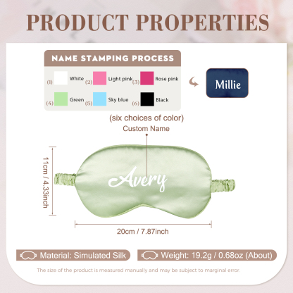 Personalized Light Pink Silk Sleep Mask Elegant Custom Name Eye Mask Six Color Gift for Her