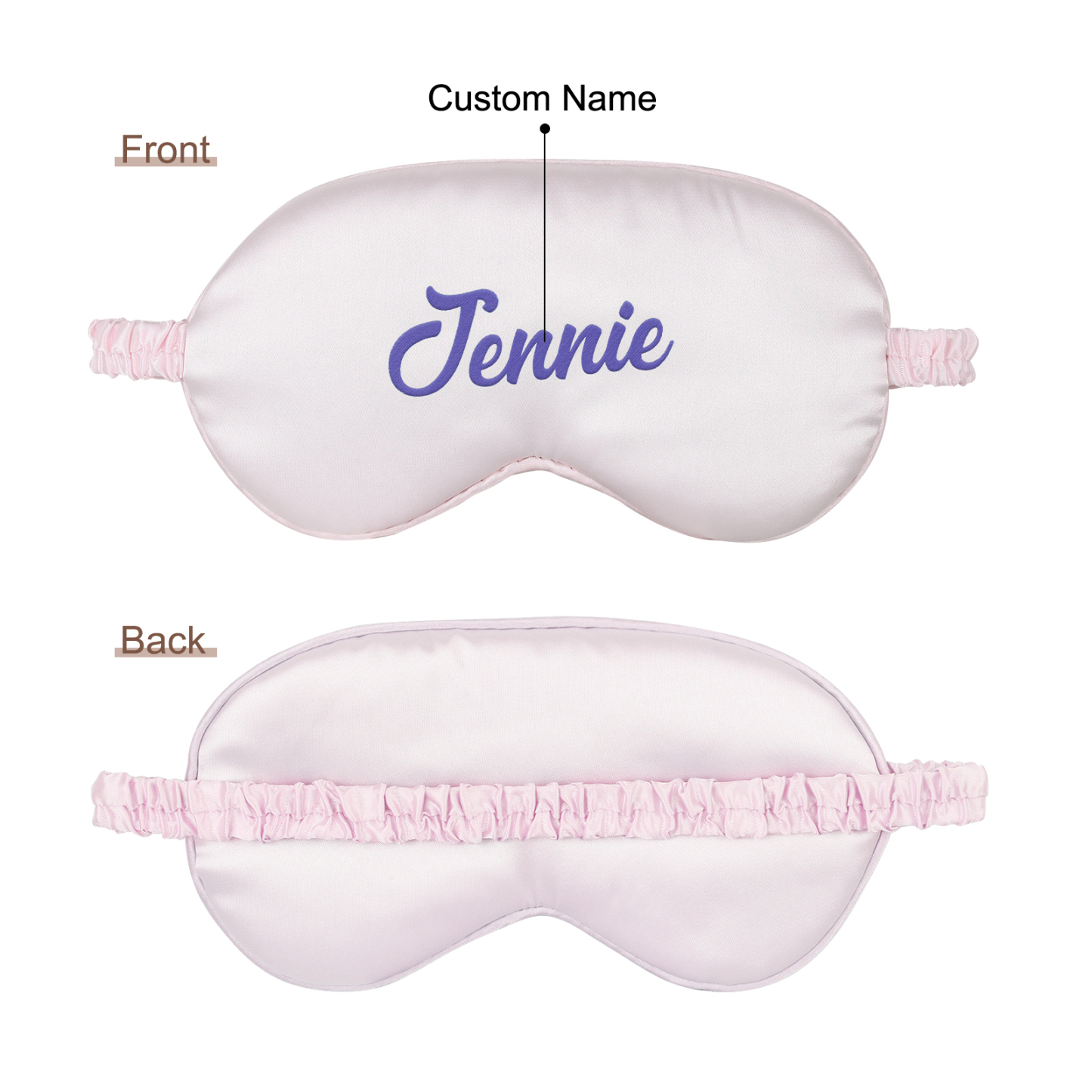 Personalized Light Pink Silk Sleep Mask Elegant Custom Name Eye Mask Six Color Gift for Her
