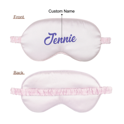 Personalized Light Pink Silk Sleep Mask Elegant Custom Name Eye Mask Six Color Gift for Her