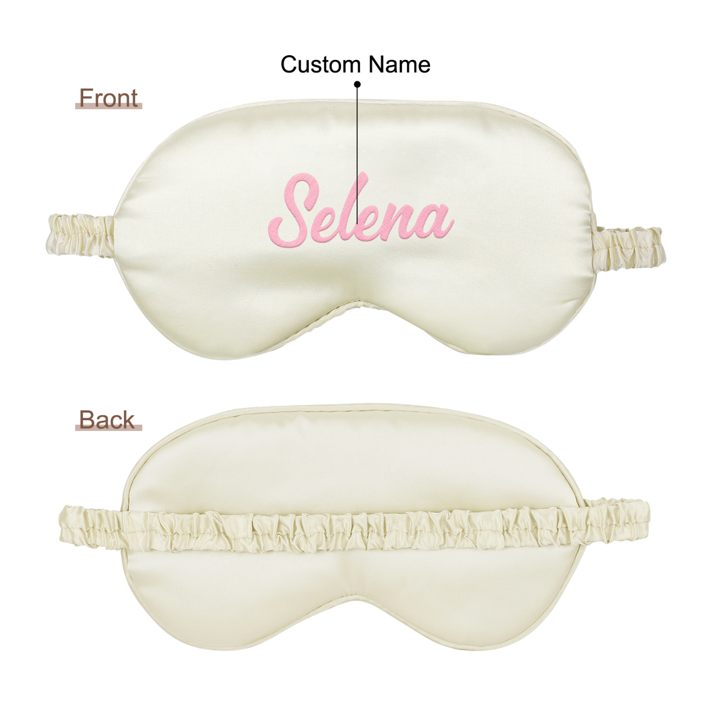 Personalized Light Pink Silk Sleep Mask Elegant Custom Name Eye Mask Six Color Gift for Her