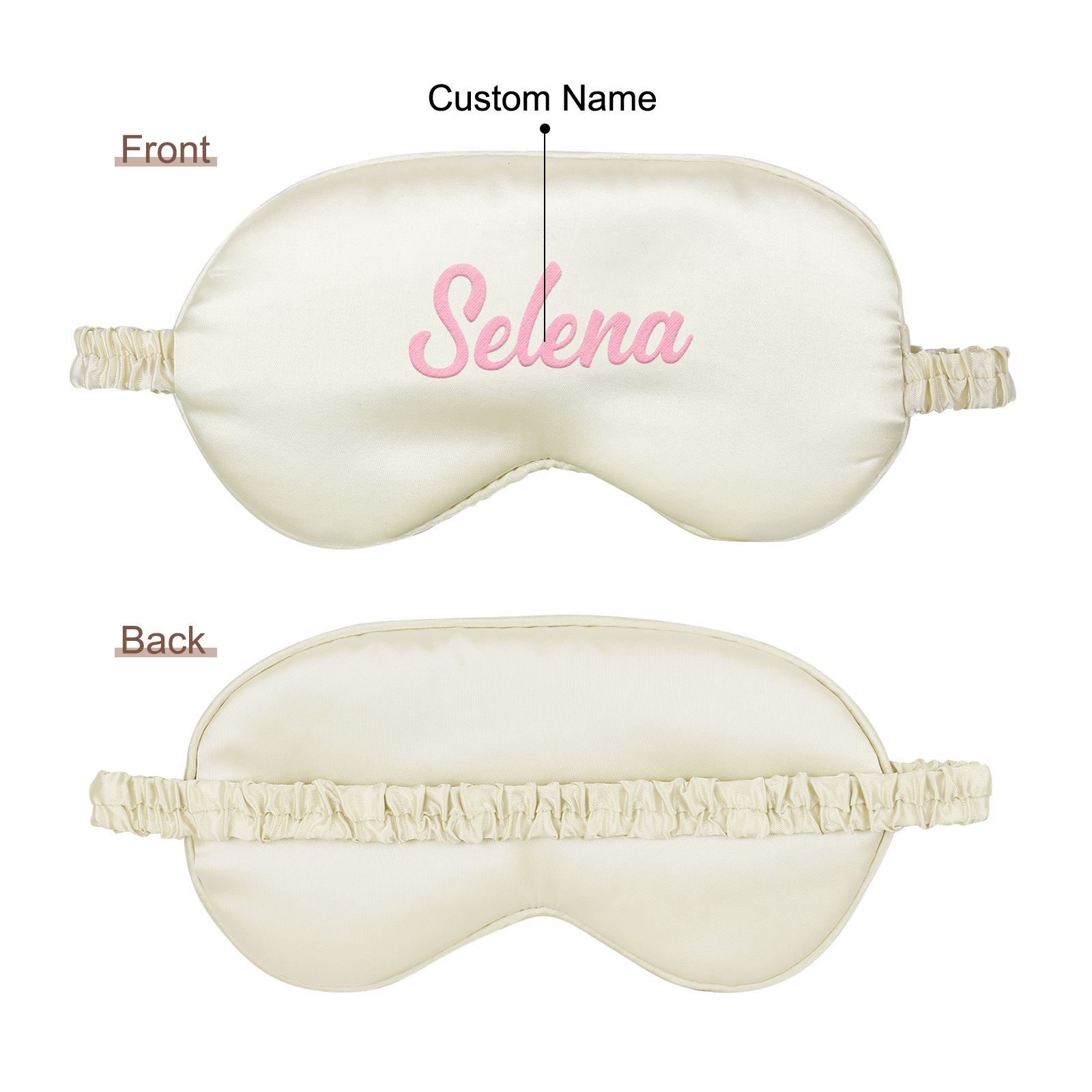 Personalized Light Pink Silk Sleep Mask Elegant Custom Name Eye Mask Six Color Gift for Her