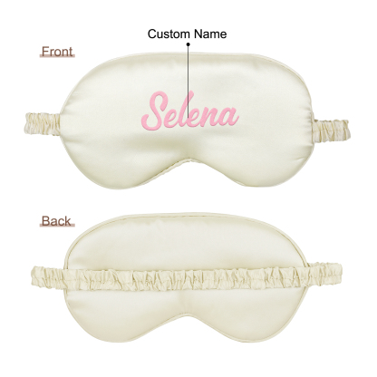 Personalized Light Pink Silk Sleep Mask Elegant Custom Name Eye Mask Six Color Gift for Her
