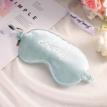 Personalized Light Pink Silk Sleep Mask Elegant Custom Name Eye Mask Six Color Gift for Her