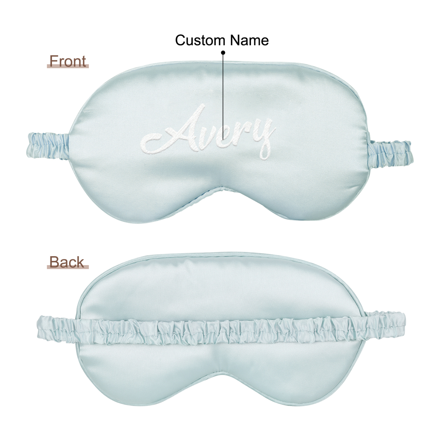 Personalized Light Pink Silk Sleep Mask Elegant Custom Name Eye Mask Six Color Gift for Her