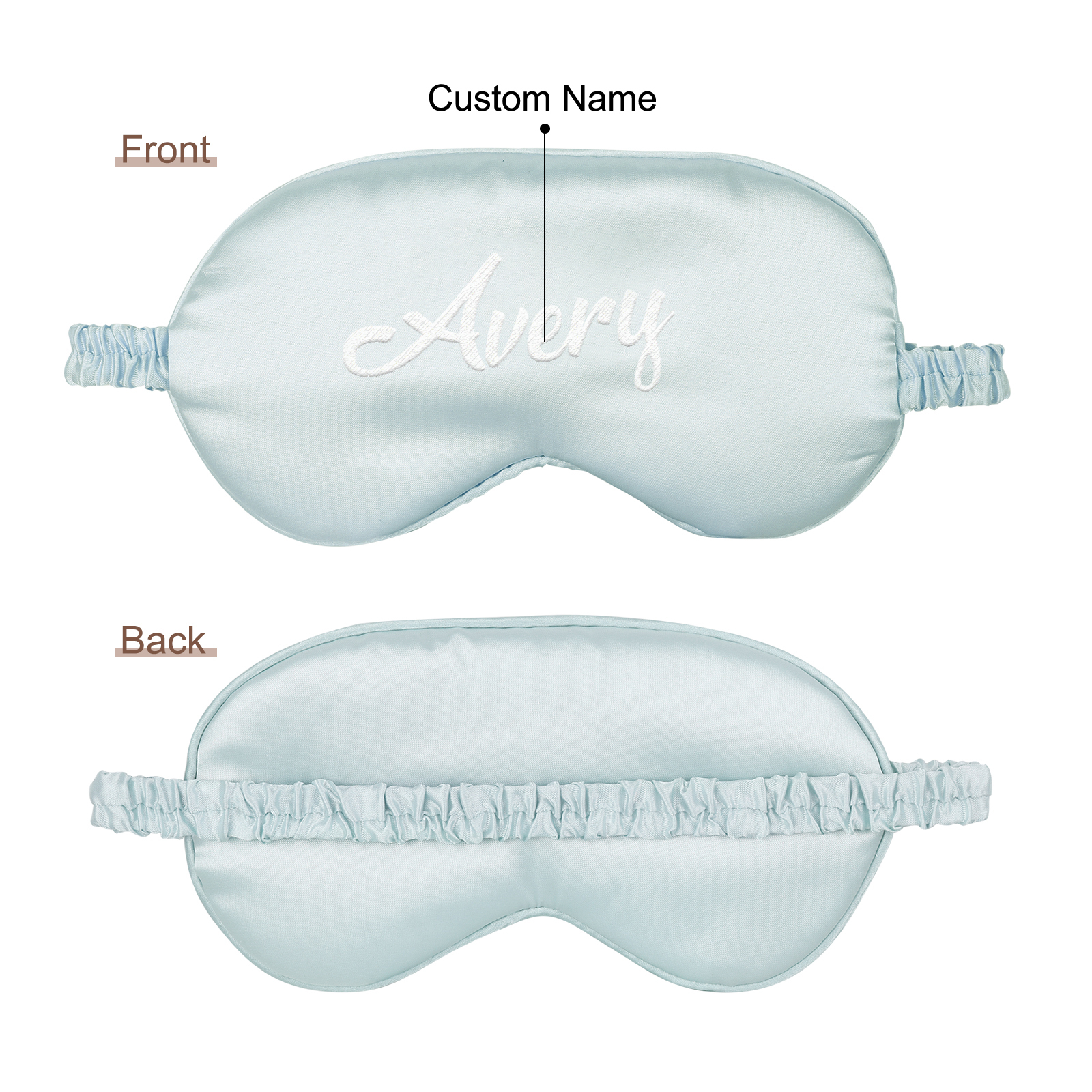 Personalized Light Pink Silk Sleep Mask Elegant Custom Name Eye Mask Six Color Gift for Her