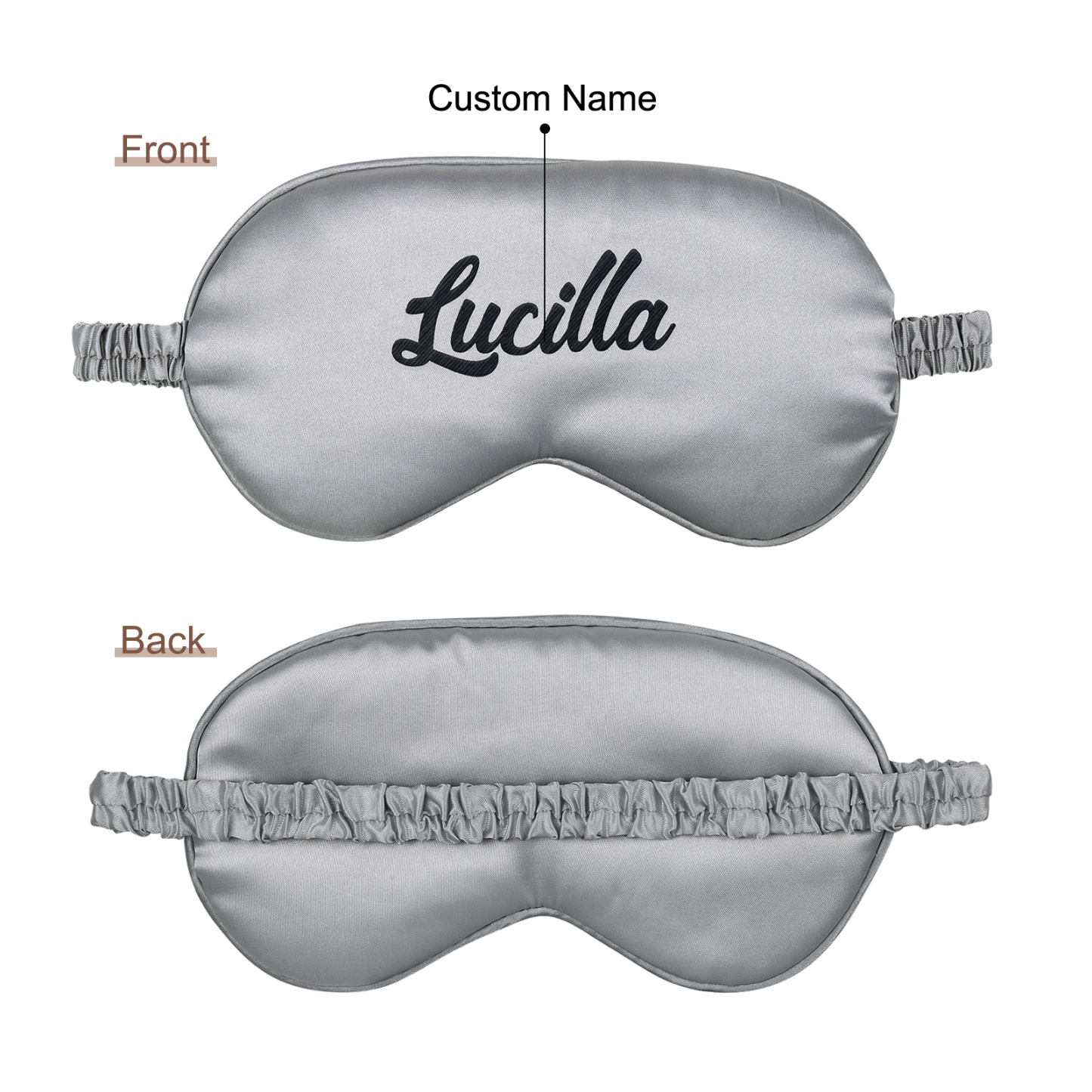 Personalized Light Pink Silk Sleep Mask Elegant Custom Name Eye Mask Six Color Gift for Her
