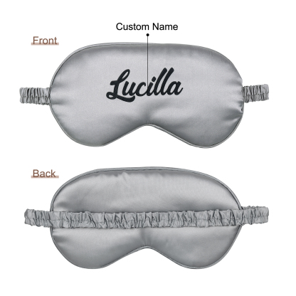 Personalized Light Pink Silk Sleep Mask Elegant Custom Name Eye Mask Six Color Gift for Her