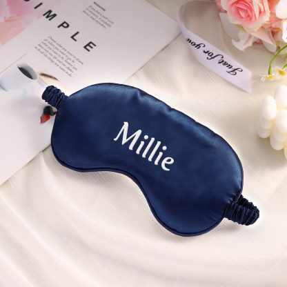 Personalized Light Pink Silk Sleep Mask Elegant Custom Name Eye Mask Six Color Gift for Her