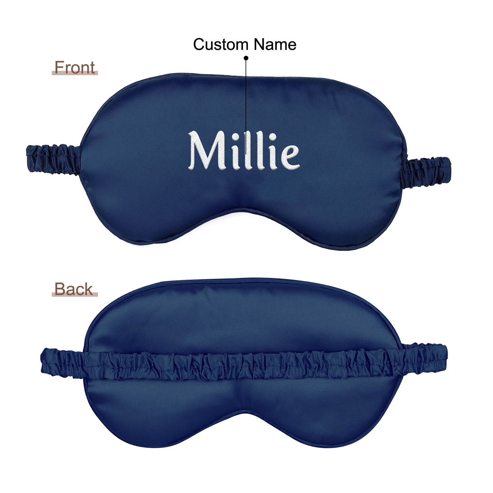 Personalized Light Pink Silk Sleep Mask Elegant Custom Name Eye Mask Six Color Gift for Her