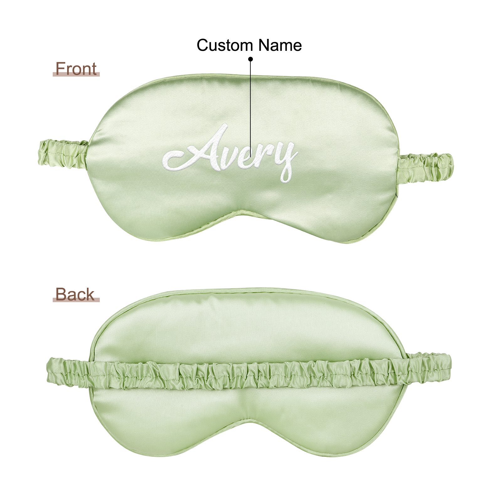 Personalized Light Pink Silk Sleep Mask Elegant Custom Name Eye Mask Six Color Gift for Her