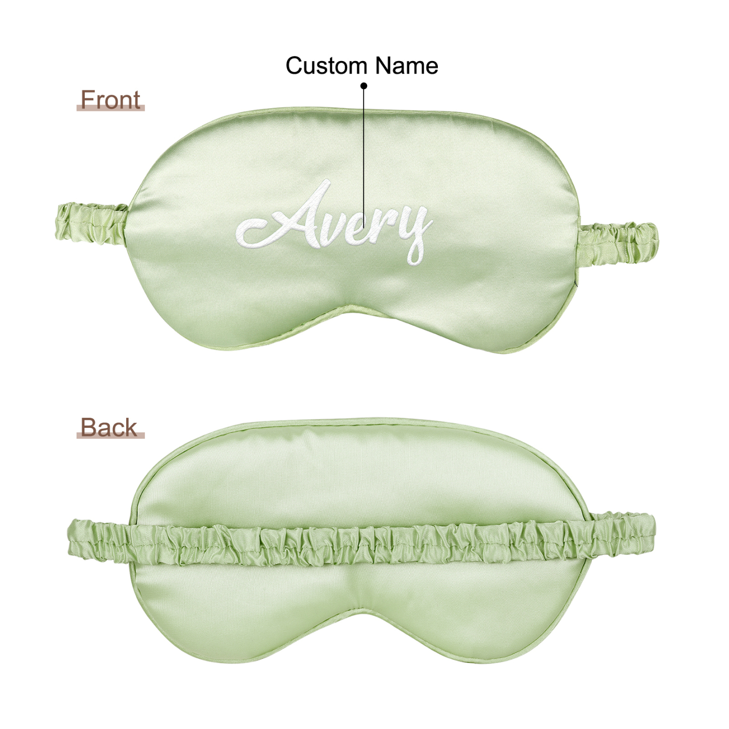 Personalized Light Pink Silk Sleep Mask Elegant Custom Name Eye Mask Six Color Gift for Her